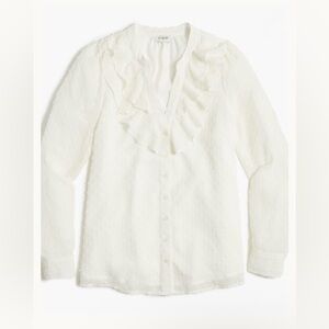 J. Crew Factory | Clip-Dot Ruffle Button-Up Shirt, S